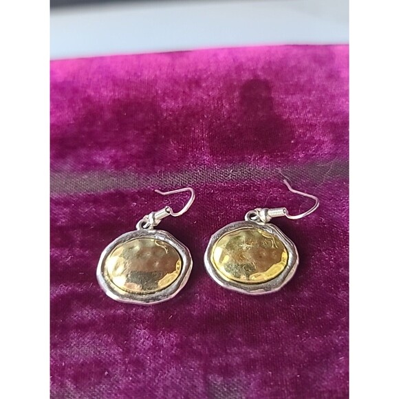 Two Toned Dangling Pierced Earrings Vintage - Picture 3 of 10